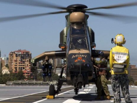 Australian Navy's HMAS Canberra welcomes Tiger helicopters for flight trials