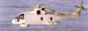 Side view of Merlin helicopter on patrol