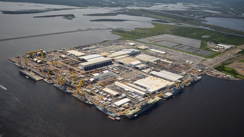 Aerial view of HII’s Ingalls Shipbuilding division in Pascagoula, Mississippi