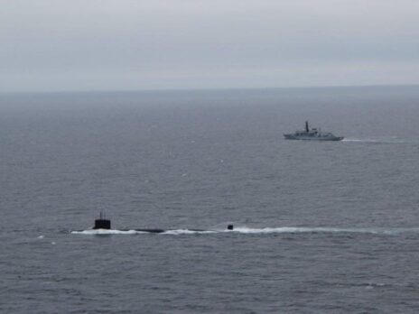 HMS Northumberland takes part in a mock submarine hunt