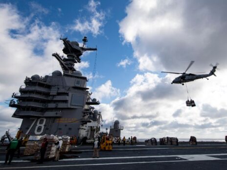 USS Gerald R Ford completes first vertical replenishment exercise