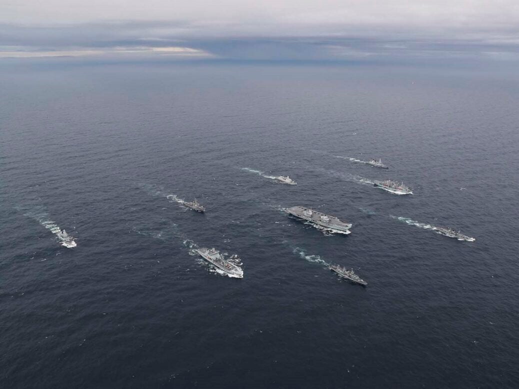 FULL UK CARRIER STRIKE GROUP ASSEMBLED FOR FIRST TIME