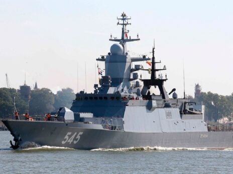 Russian corvette Stoiky conducts counter air strikes in Mediterranean Sea
