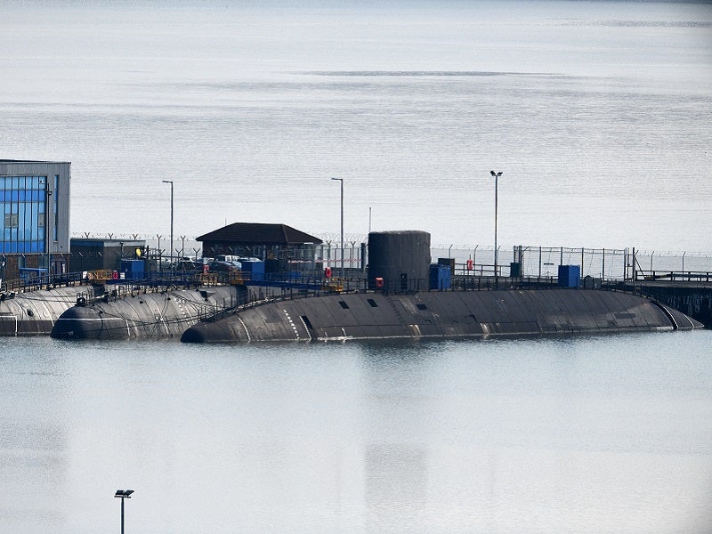 Decommissioned UK submarines at Rosyth, Scotland