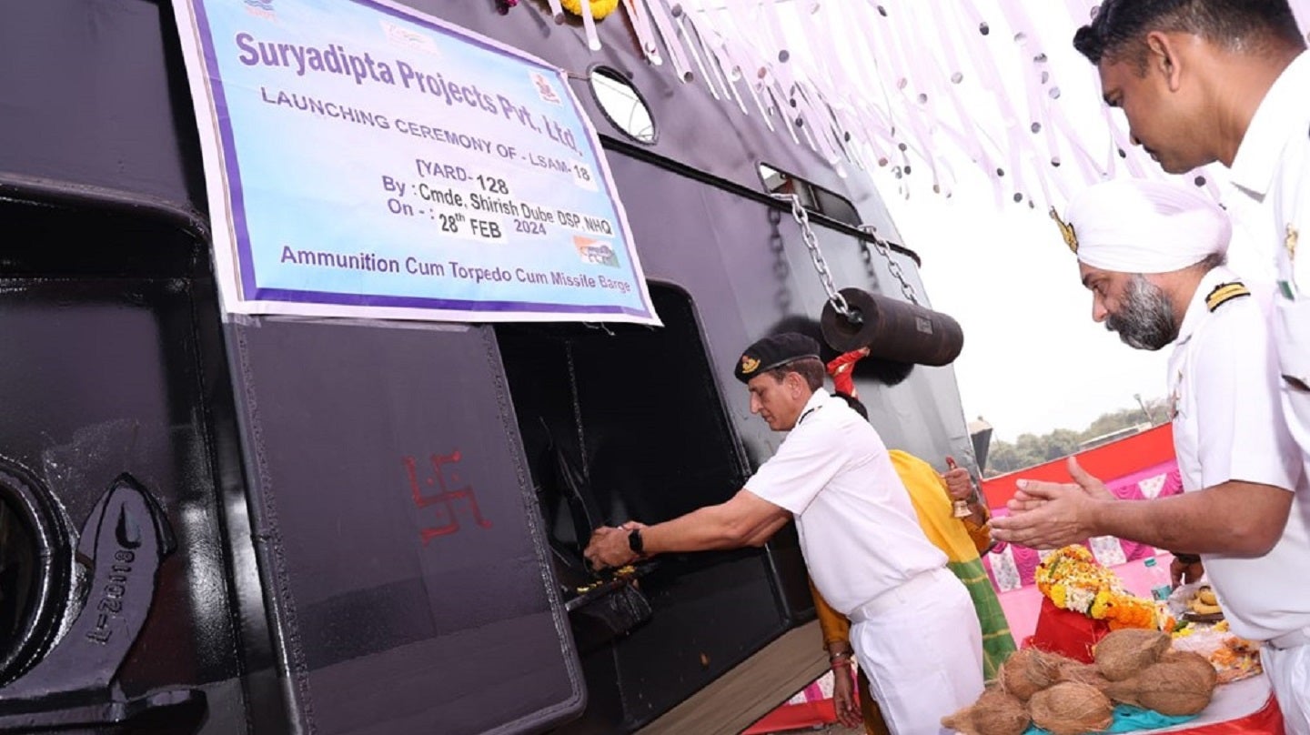 Indian Navy launches LSAM 18, its fourth auxiliary ammunition barge - Vimarsana News