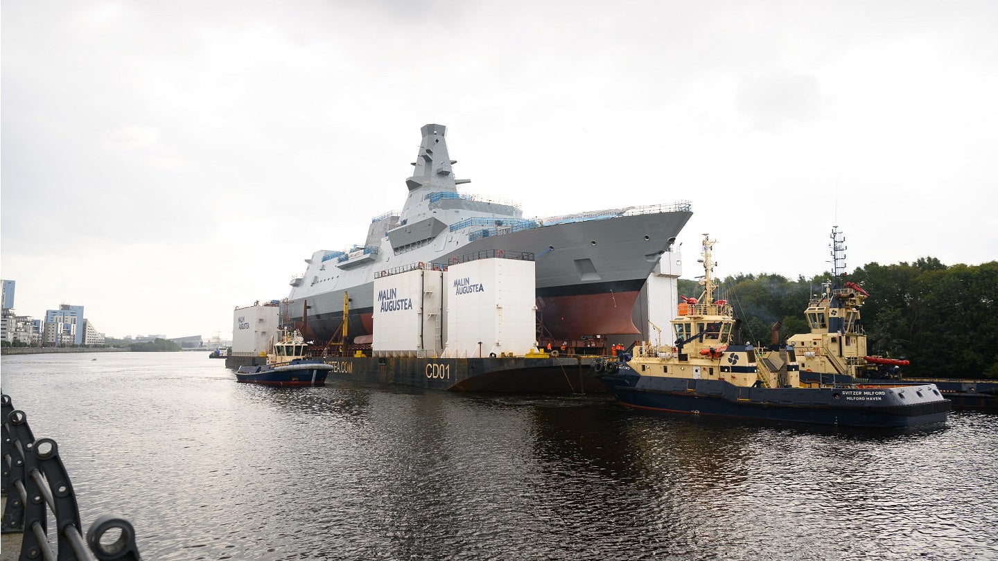 HMS Cardiff heads out of shipyard for first taste of open water