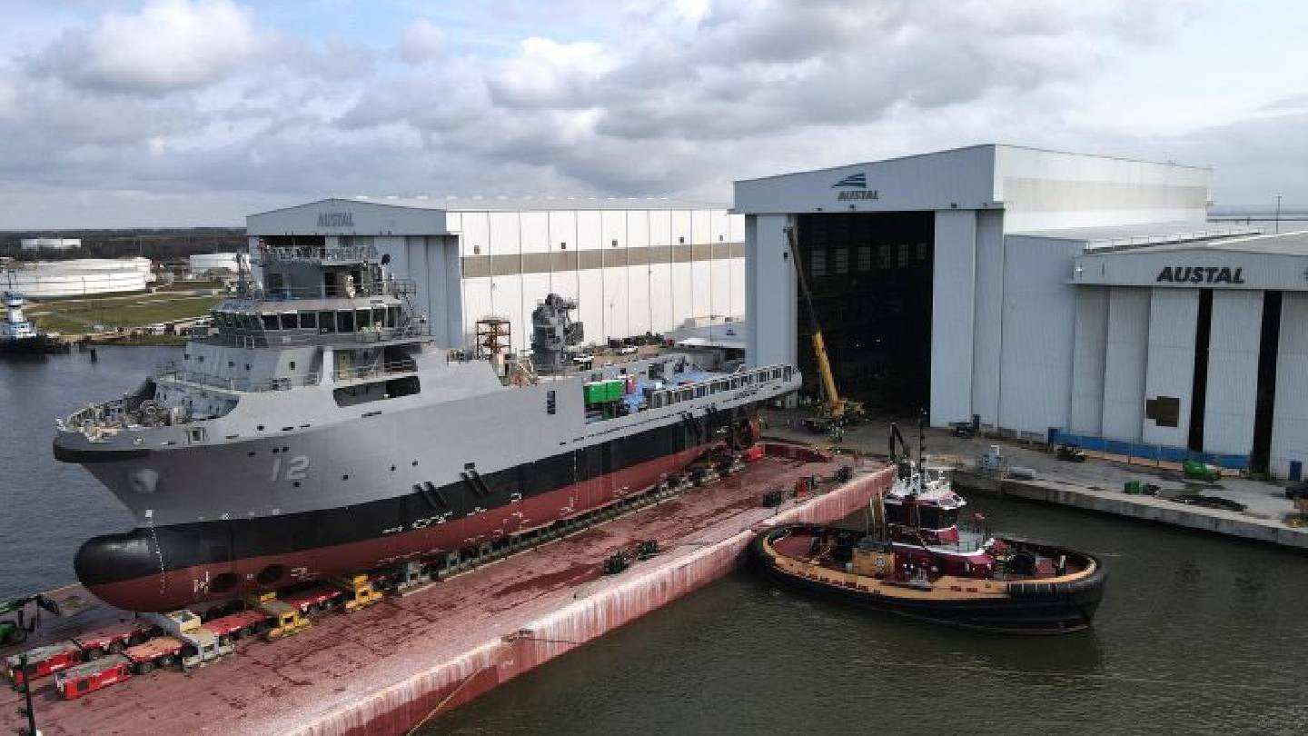 Austal USA launches future USNS Solomon Atkinson in Alabama