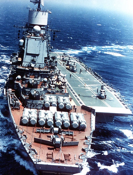 Indian Navy's Russian-built aircraft carrier INS Vikramaditya,